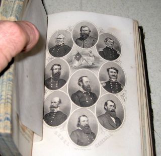 1866 Antique Civil War Book / Military / Abraham Lincoln Reb Generals Engravings
