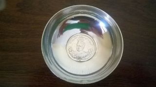 Persian Silver Wine Tasting Coin Bowl With 5000 Dinar Ahmed Shah Coin