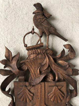 BLACK FOREST / SWISS / ITALIAN HAND CARVED COAT OF ARMS “Knowledge Is Strength” 3