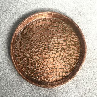Joseph Sankey Arts And Crafts Copper Crocodile Skin Pattern Tray 35.  5 Cm (14”)