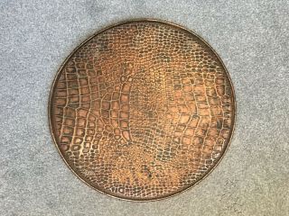 Joseph Sankey Arts and Crafts copper crocodile skin pattern tray 35.  5 CM (14”) 5
