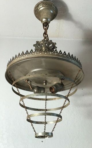 Antique art deco ' 26 aluminum wedding cake 5 tier ceiling light fixture Amcinco 2