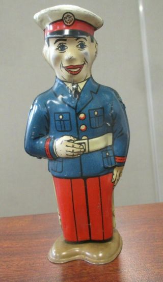 Vintage J.  Chein U.  S.  A.  Tin Litho Wind Up Military Soldier Officer