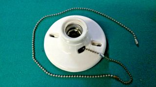 Vintage Paulding Porcelain Light Socket With A Long Pull Chain Switch 250w 250v