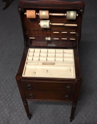 Vintage Mahogany Sewing Cabinet With Materials
