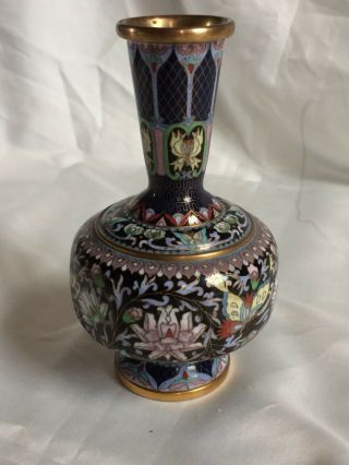 Stunning Old Vintage Oriental Japanese / Chinese ?cloisonne Enamel Vase 18cm,  G/c