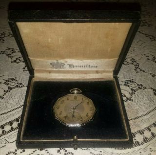 1930s Hamilton 14k Gold Filled Open Face Pocket Watch Grade 912 Case
