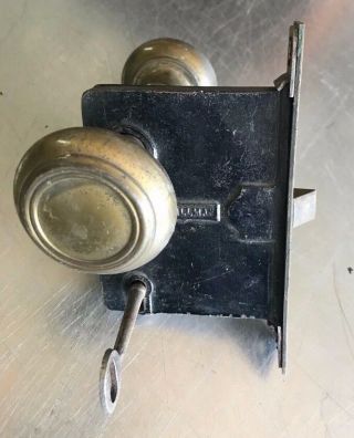 Vintage/antique Skillman Door Hardware Knobs Lock Brass With Skeleton Key