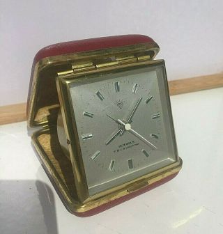 Vintage Mechanical Travel Alarm Clock Box Diamond China Shanghai 15 Jewels Old