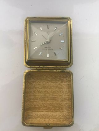 Vintage Mechanical Travel Alarm Clock Box Diamond China Shanghai 15 Jewels Old 5