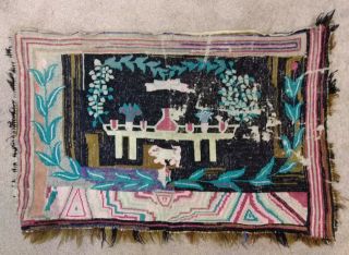 Mid 19th C Antique Folk Art Needlepoint Cross Stitch Embroidery Stylized Folky