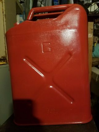 Vintage Blitz Jeep Usmc 20 - 5 - 72 Red 5 Gallon Metal Gas Can Jerry Army Military