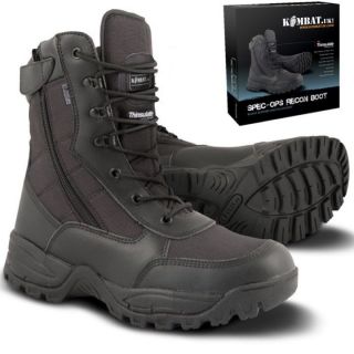 Army Spec Ops Recon Boots Side Zip Mens Boys Uk 4 - 12 Black Biker Footwear