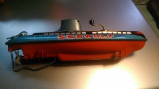 Japan Seewolf Tin Submarine Toy Near 1950s Windup By Shinsei