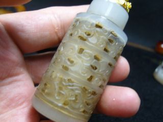 Chinese that can rotate Hand - carved jade snuff bottle - See Video 4