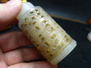 Chinese that can rotate Hand - carved jade snuff bottle - See Video 7