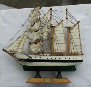 Vintage 9 " Wood Wooden Model Ship Boat Maritime Sailboat Sailing Vessel Pogoria