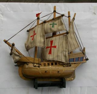 Vintage 9 " Wood Wooden Model Ship Boat Maritime Sailboat Sailing Vessel Nr