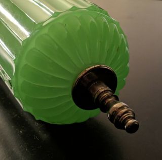 VINTAGE Antique Art Deco Jadeite Green Glass Bullet Skycraper Lamp 3