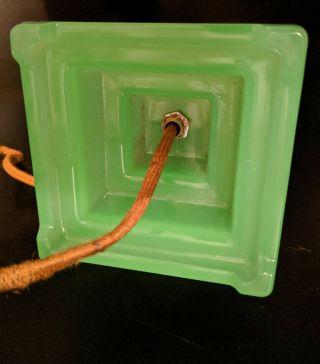 VINTAGE Antique Art Deco Jadeite Green Glass Bullet Skycraper Lamp 6