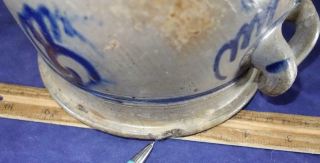 EARLY Antique Open Handled Stoneware Crock Cobalt Blue Decorated WESTERWALD 8