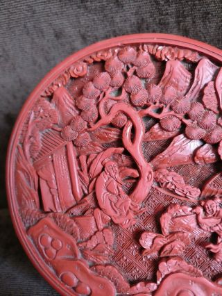 Antique Chinese Cinnabar Lacquer circular and cover Box 3