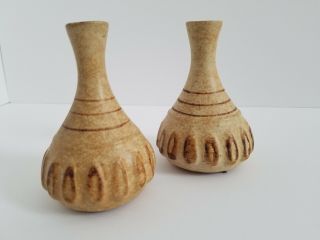 Pair Pottery Craft Robert Maxwell Style Stoneware Vases Mid Century California