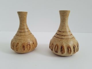 Pair Pottery Craft Robert Maxwell Style Stoneware Vases Mid Century California 2