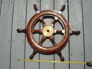 Mahogany Ships Steering Wheel