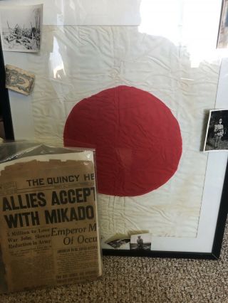 Ww2 Imperial Japan Japanese Vintage Flag Vet Bring Back Money,  Photos & Newspaper