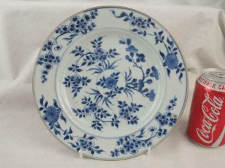 18th C Chinese Porcelain Blue And White Floral Plate