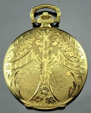 Beautifully Engraved French Arnex Time Co 18k Solid Gold 17j Hunter Pocket Watch