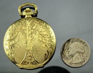 BEAUTIFULLY ENGRAVED FRENCH ARNEX TIME CO 18K SOLID GOLD 17j HUNTER POCKET WATCH 3