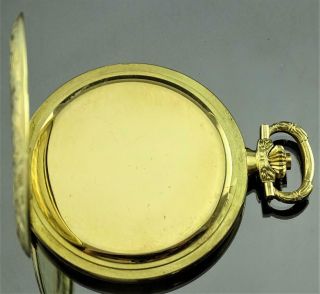 BEAUTIFULLY ENGRAVED FRENCH ARNEX TIME CO 18K SOLID GOLD 17j HUNTER POCKET WATCH 9