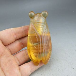 Chinese Jade,  Natural Crystal,  Hongshan Culture,  Cicada,  Pendant F6