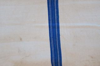 Antique European Hemp Grain Sack Blue Stripes