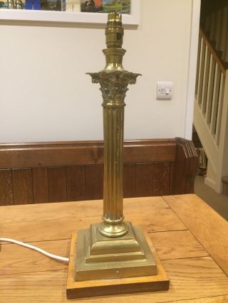 Antique Corinthian Column Oil Lamp (converted To Electricity) Table Base