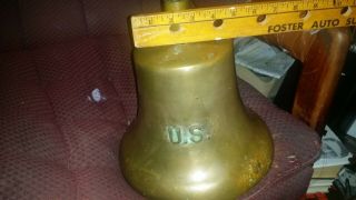 Antique Wwii Old Us Navy Cast Brass Ship Quarterdeck Bell 9 5 