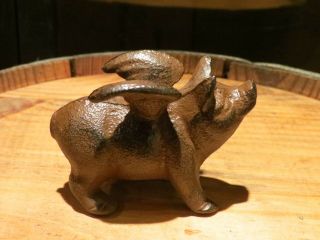 Miniature Cast Iron Rustic Flying Pig,  2.  5 " Tall,  3.  5 " Long,  Primitive