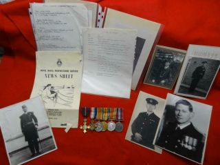 Obe Medal Group,  Photos & Papers - Rn,  Rafvr,  Rnmws - Service:1897 - 1955 - Fm114