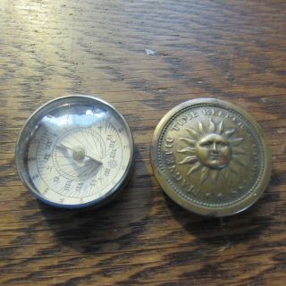 Vintage Hunter & Co.  Book Sellers Brass Magnetic Time Keeper And Compass