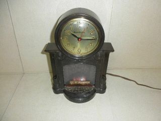 Vtg Mastercrafters Clock Fireplace W/lighted Flame Motion 272 Bakelite