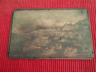 Antique Etched Copper Printing Plate THE NAZE BEACH WALTON 2
