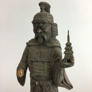 Japanese Wooden Buddhist Statue Ten Vtg Okimono Hand Carved Bd448