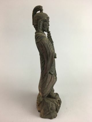 Japanese Wooden Buddhist Statue Ten Vtg Okimono Hand Carved BD448 3