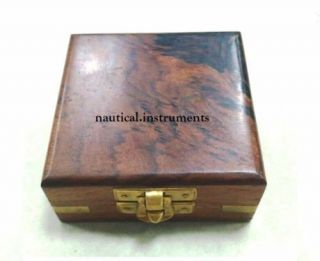 World Brass Magnetic Nautical Compass in wooden Box Gift Decor 3