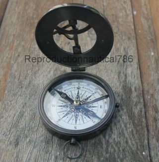 Vintage Antique Brass Navigation Compass Handmade Marine Compass Decor