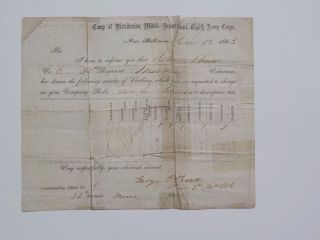 Civil War Document 1863 32nd Massachusetts 3rd Maryland Baltimore Antique 1 Vtg