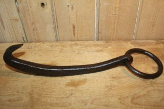 Antique Wrought Iron Hook On Ring Very Large 15 3/4 Inches