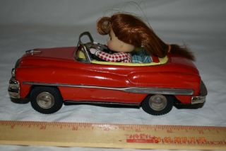 Vintage 1959 Japan Tin Litho Friction Car With Tin Bobby - Soxer Driver Ex/nm